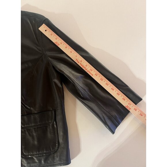 Classiques Entier Nordstrom black supple leather swing coat preppy business L - Picture 9 of 10